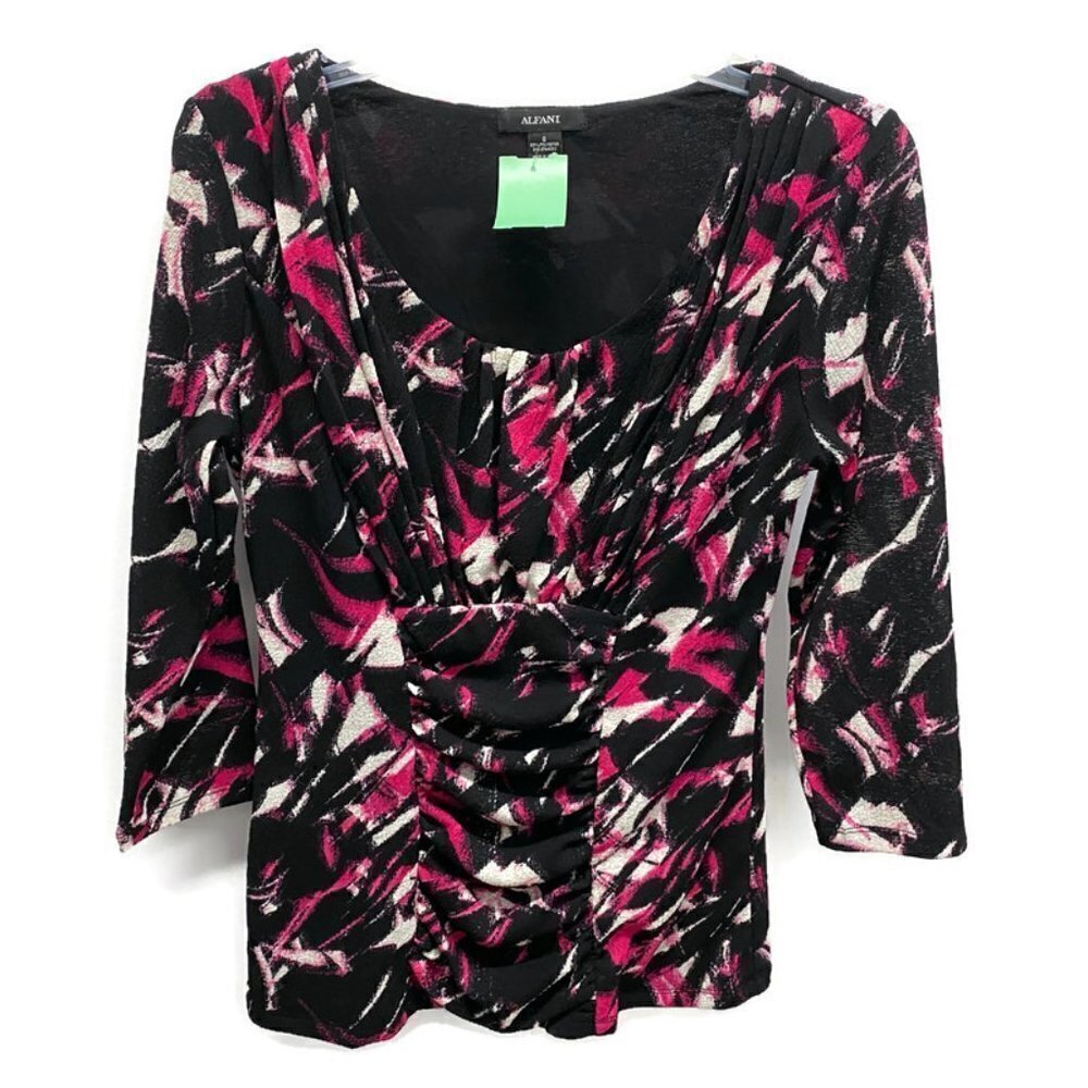 Alfani Black & Hot Pink Abstract Print Blouse